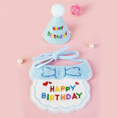 Happy Birthday Party Hat & Bib Set for Small Dogs 3 Colours