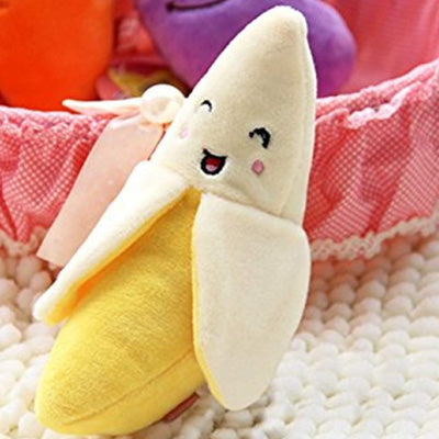 Banana Chihuahua or Small Dog Plush Rope Toy with Squeaker Yellow