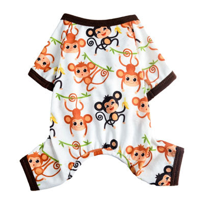 Chihuahua or Small Dog Pyjamas Onesie Style Brown and Orange Monkeys