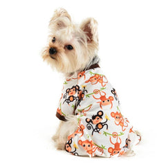 Chihuahua or Small Dog Pyjamas Onesie Style Brown and Orange Monkeys