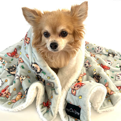Chihuahua Print Willow Soft Cosy Fleece Blanket by My Chi and Me