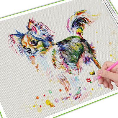 Long Coat Chihuahua Diamond Art DIY Craft Kit 25 x 20cm Round Drill