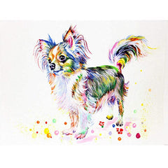 Long Coat Chihuahua Diamond Art DIY Craft Kit 25 x 20cm Round Drill