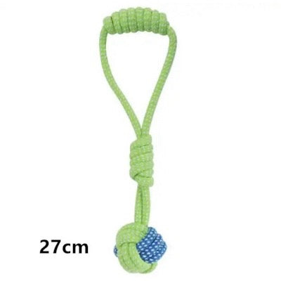 Super Strong Blue and Green Rope Handle Ball Tug and Throw Dog Toy
