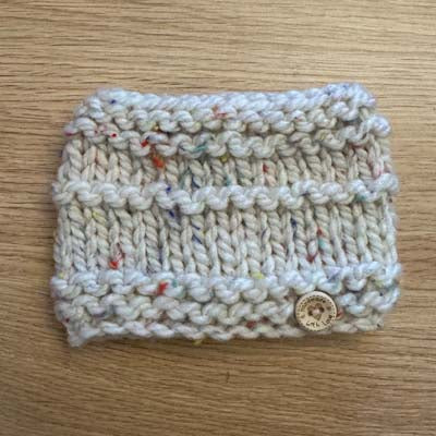 Beige Speckle Chunky Hand Knit Snood for Chihuahua or Small Dog Size small