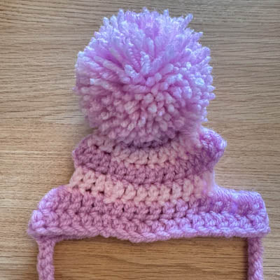 Handmade Chihuahua or Small Dog Pom Pom Hat Soft Lilac & Baby Pink