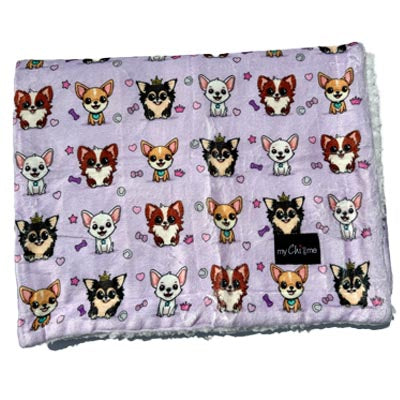 Chihuahua Print Soft Lilac Cosy Fleece Blanket by My Chi and Me