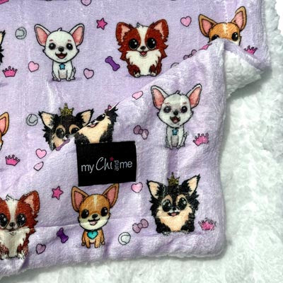 Chihuahua Print Soft Lilac Cosy Fleece Blanket by My Chi and Me