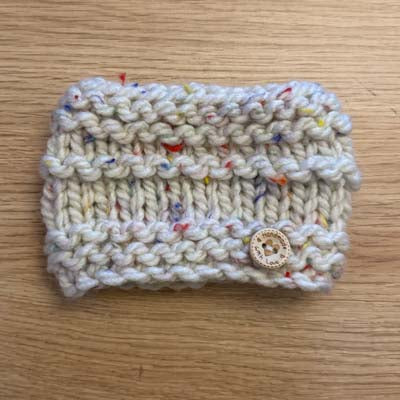 Beige Speckle Chunky Hand Knit Snood for Chihuahua or Small Dog Size Medium