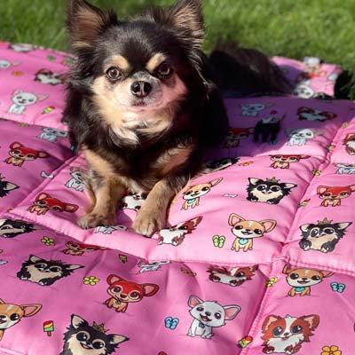 Roll and Go Signature Collection Padded Chihuahua Print Travel Mat by My Chi and Me