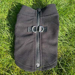 Step In Zipped Chihuahua or Small Dog Fleece Jumper with D Rings For Leash Black