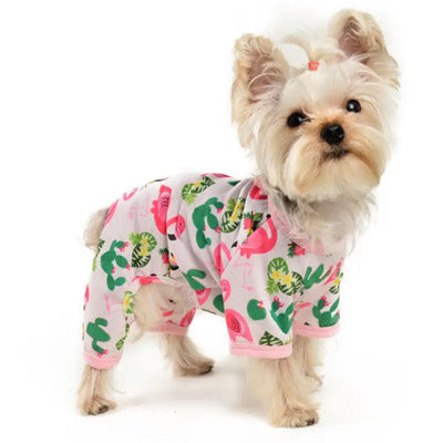 Chihuahua or Small Dog Pyjamas Onesie Style Pink Flamingo