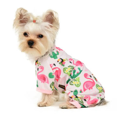 Chihuahua or Small Dog Pyjamas Onesie Style Pink Flamingo