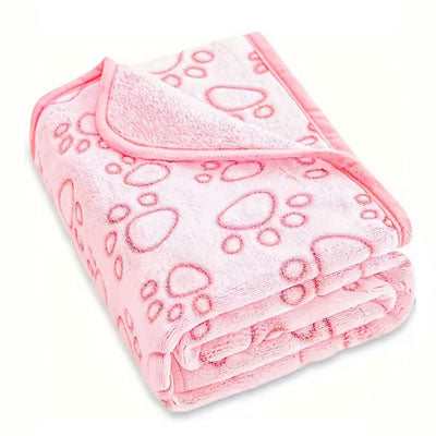 Soft Cosy Fleece Puppy Small Dog Blanket Pink Paw Prints