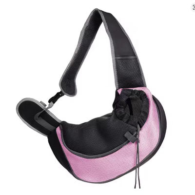 Small Dog Carrier Messenger Style Baby Pink & Grey