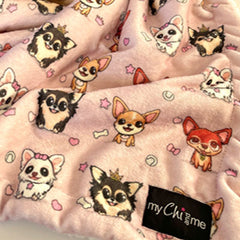 Chihuahua Print Blush Pink Soft Cosy Fleece Blanket by My Chi and Me
