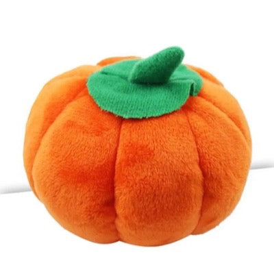 Pumpkin Chihuahua or Small Dog Plush Toy with Squeaker Orange