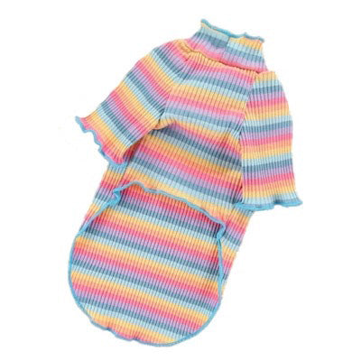 Small Dog Rainbow Pastels Ribbed Turtleneck Lightweight Undershirt Jumper