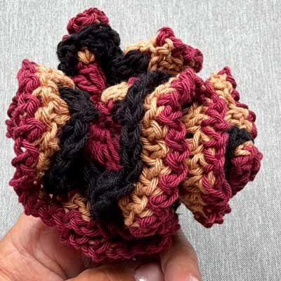 Crochet Collective Dark Chocolate Raspberry and Caramel Handmade Scrunchie