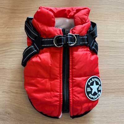 Waterproof Small Dog D Ring Coat Red Medium - First Round Pre Production Samples SALE