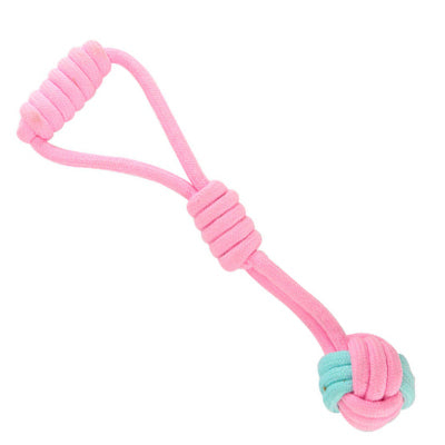 Super Strong Blue and Pink Long Loop Rope Pull and Throw Dog Toy with Handle
