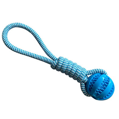 3 in 1 Super Strong Orange Blue or Green Rope Handle Dog Toy Treat Tug and Throw