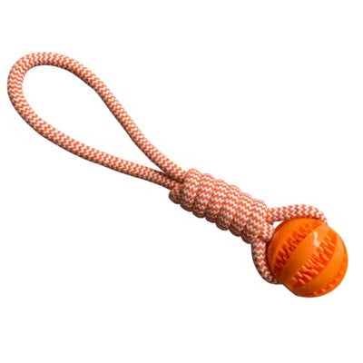 3 in 1 Super Strong Orange Blue or Green Rope Handle Dog Toy Treat Tug and Throw