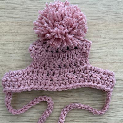 Handmade Chihuahua or Small Dog Pom Pom Hat Rose Pink Medium