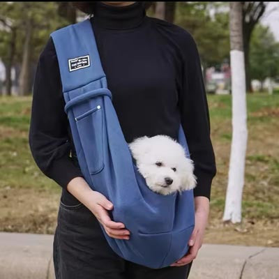 Navy Sling Style Washable Thick Fabric Small Dog or Cat Carrier