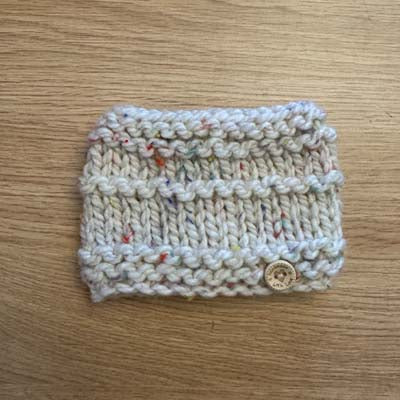 Beige Speckle Chunky Hand Knit Snood for Chihuahua or Small Dog Size L