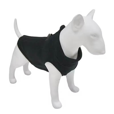 Step In Zipped Chihuahua or Small Dog Fleece Jumper with D Rings For Leash Black Wide Fit