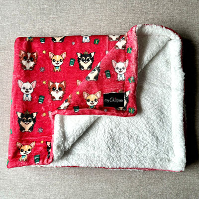 Chihuahua Print Warm red Soft Cosy Fleece Blanket by My Chi and Me