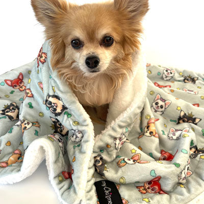 Chihuahua Print Willow Soft Cosy Fleece Blanket by My Chi and Me