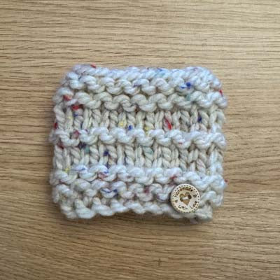 Beige Speckle Chunky Hand Knit Snood for Chihuahua or Small Dog Size XS