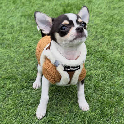 Tiny Trails Step In Soft Touch Suede Effect Faux Fur Lined Puppy and Small Dog Harness Mocha