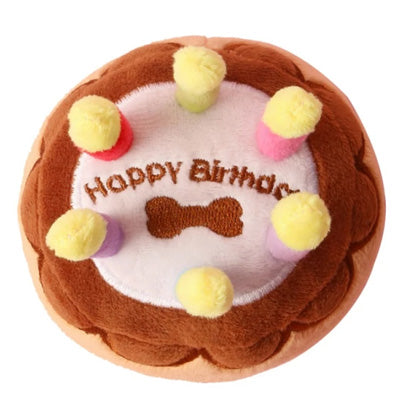 Small Dog Birthday Cake Toy with Coloured Candles