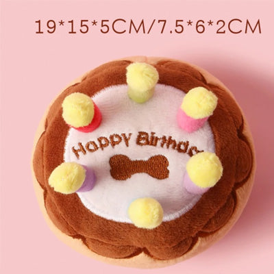 Small Dog Birthday Cake Toy with Coloured Candles