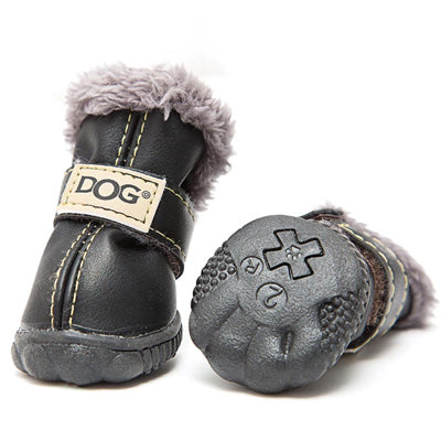 Warm Waterproof Unisex Black Boots for Small Dogs