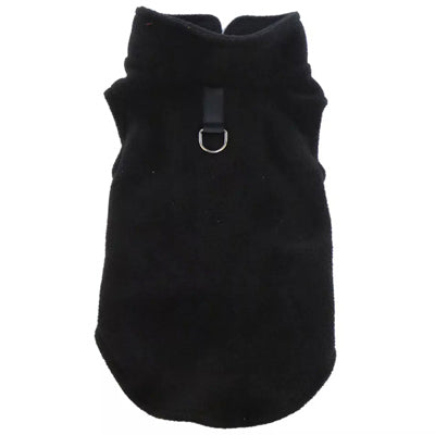 Chihuahua or Small Dog Fleece Jumper with D Rings For Leash Black