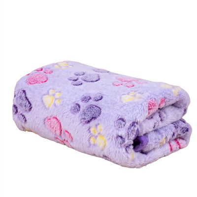 Soft Cosy Fleece Dog Blanket Baby Lilac Coloured Paws