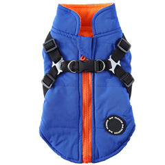 Trekker Summit Small Dog Inbuilt Harness Coat Blue and Orange LOW STOCK