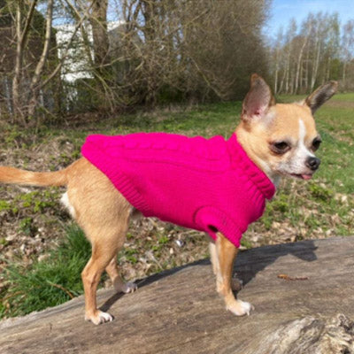 Small Dog Soft Cable Jumper Hot Pink 7 Sizes
