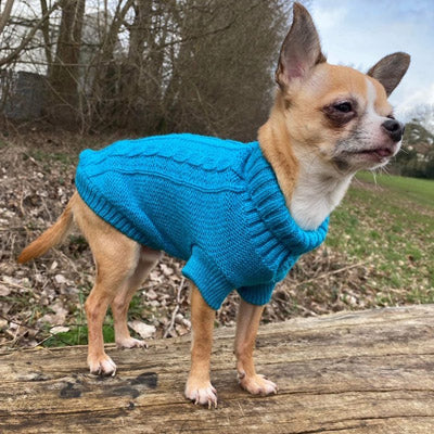 Small Dog Soft Cable Jumper Turquoise 7 Sizes