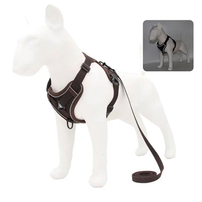 Tough 4 Point Adjustable Slipover Treks & Trails Action Harness Lead Set Chocolate