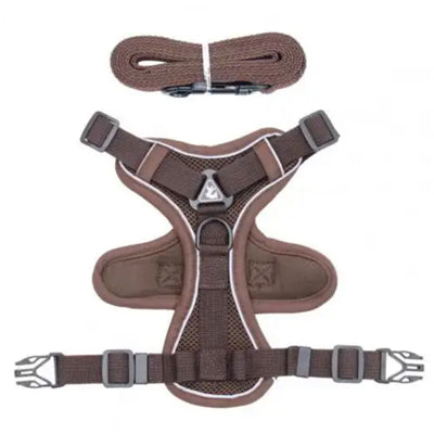 Tough 4 Point Adjustable Slipover Treks & Trails Action Harness Lead Set Chocolate