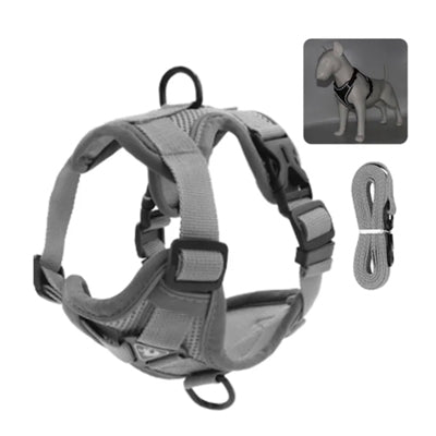 Tough 4 Point Adjustable Slipover Treks & Trails Action Harness Lead Set Anthracite Grey