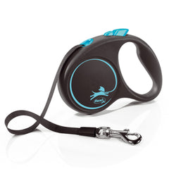 Flexi Black Retractable Extending Medium Dog Lead 5 Metre Tape with Non Chew Strap