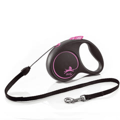 Flexi Black Retractable Extending Dog Lead 5 Metre Tape with Non Chew Strap