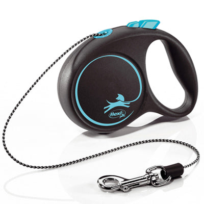 Flexi Black Retractable Extending Small Dog Lead 3 Metre Cord with Non Chew Strap