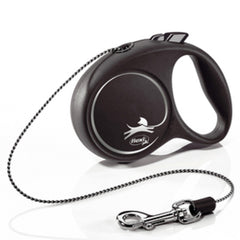 Flexi Black Retractable Extending Small Dog Lead 3 Metre Cord with Non Chew Strap